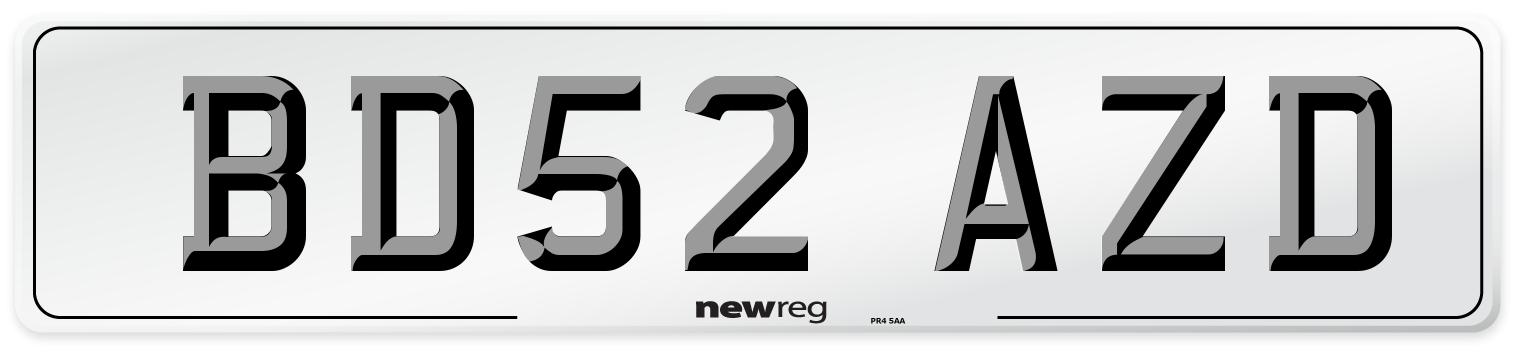 BD52 AZD Number Plate from New Reg
